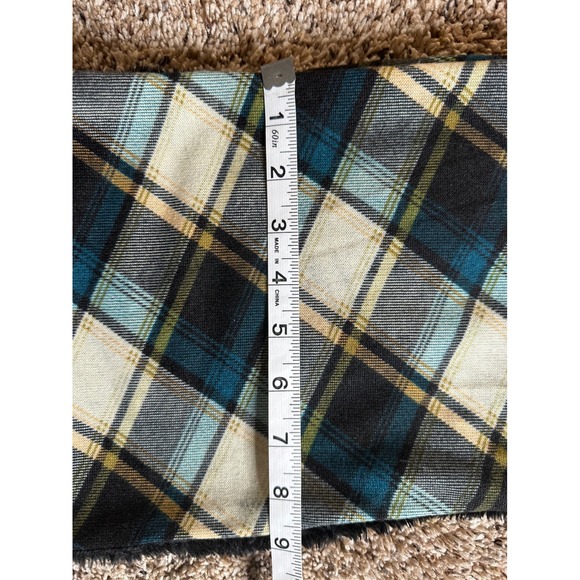 Hat Stuff Plaid Infinity Scarf Teal Black Cream Faux Fur Lined Multi Loop NWT - Picture 6 of 7